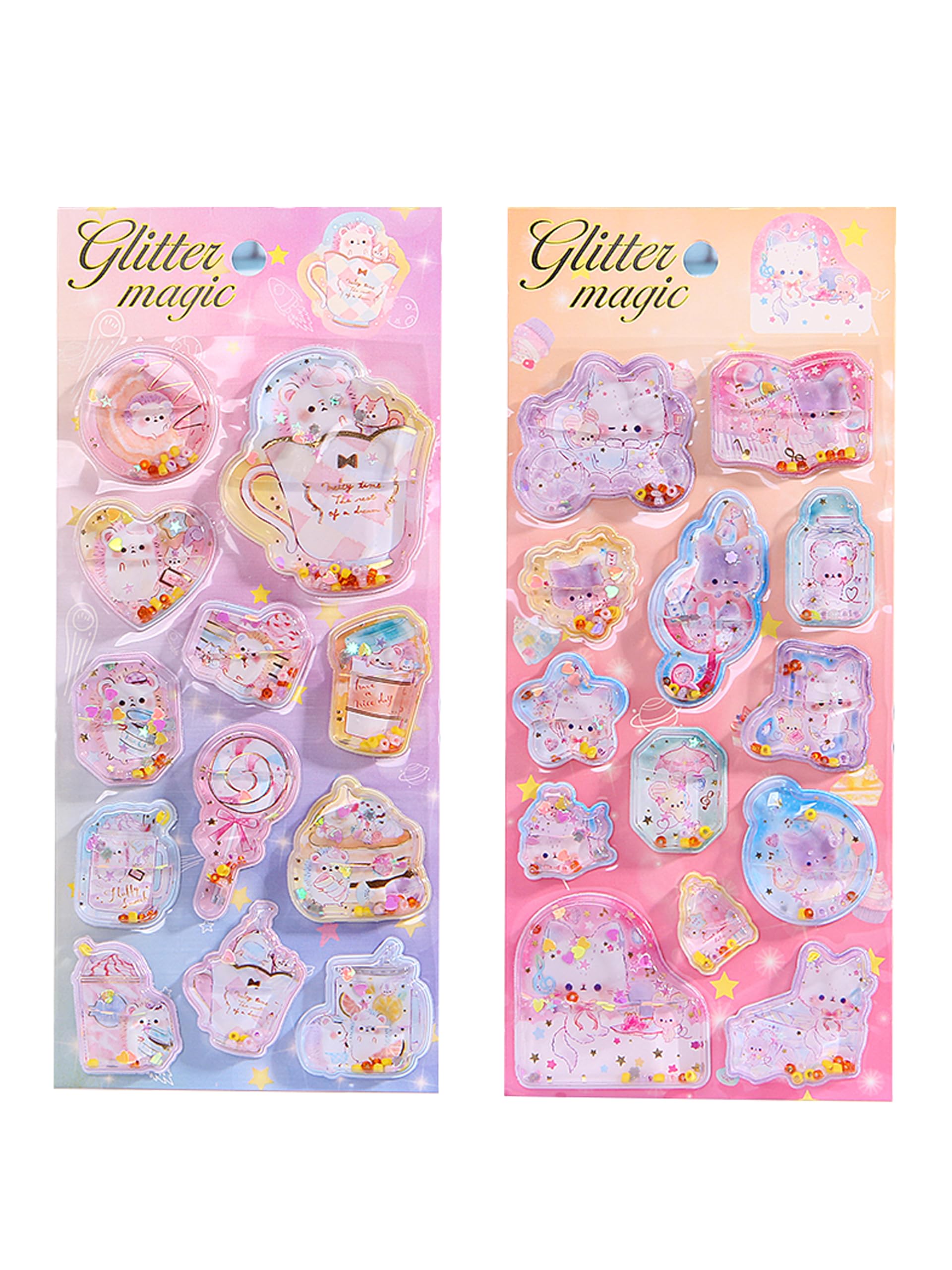 

REYLNXR Real Store Quality Water Seal Puffy 3D Embossed Notebook Decoration 2 Sheets Detailed Pattern DIY Creative Fashion Unique Cute Gift No.1 No.2