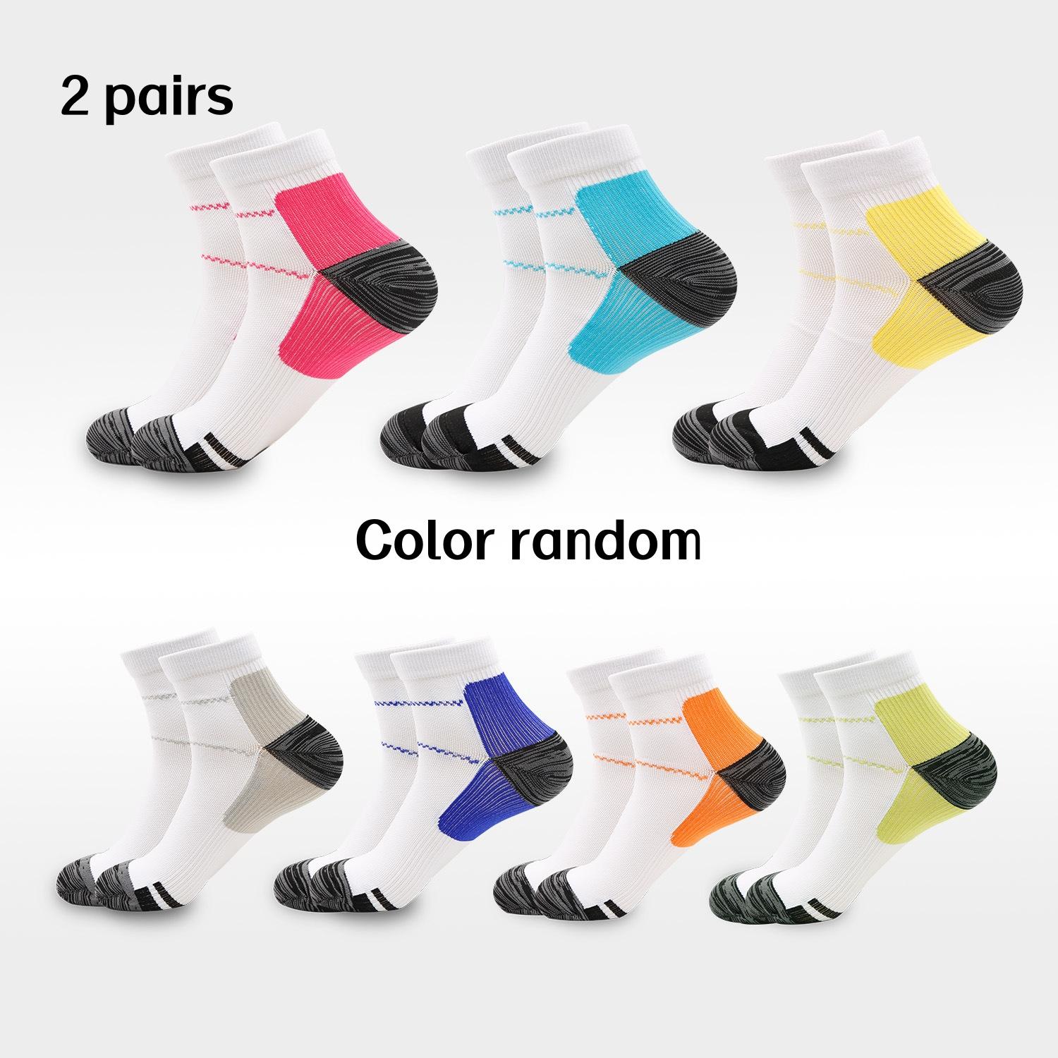

2 Pairs of Random Colors Running Compression Socks, Foot Compression Outdoor Sports Cycling Socks, High Elasticity Non-Slip Essential Sports So