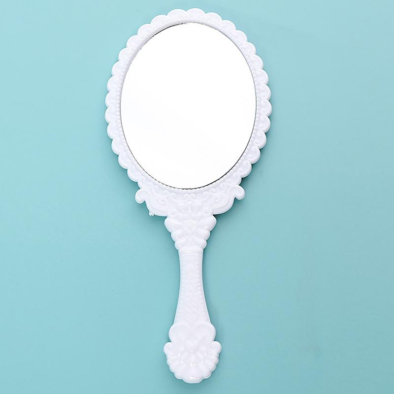 1Pc Handle Cosmetic Compact Mirror For Women Vintage Carved Handheld Vanity Mirror Spa Salon Makeup Hand Mirror