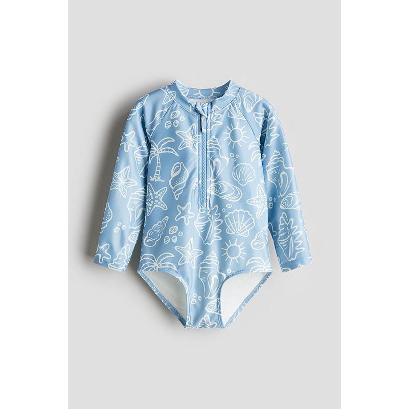 

HM Children s Clothing Boys Girl Swimming Suit Fall 2025 Long Sleeve One-Piece Swimsuit 1255526 Blue/Shell 120/60(4-6Y)
