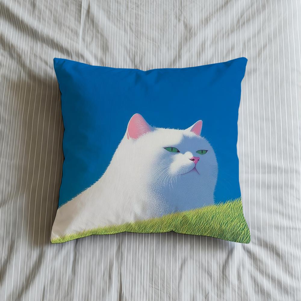 Kissenbezug Katze Weiche Hülle Für Cartoon Sofa Wohnzimmer Zuhause Bequem Büro Dekoration Schutzhülle Flauschiges Kissen Weiße Bezüge