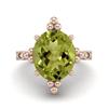 12X10mm Oval Peridot Solitaire 925 Sterling Silver Rose Vermeil Beaded Women Engagement Ring