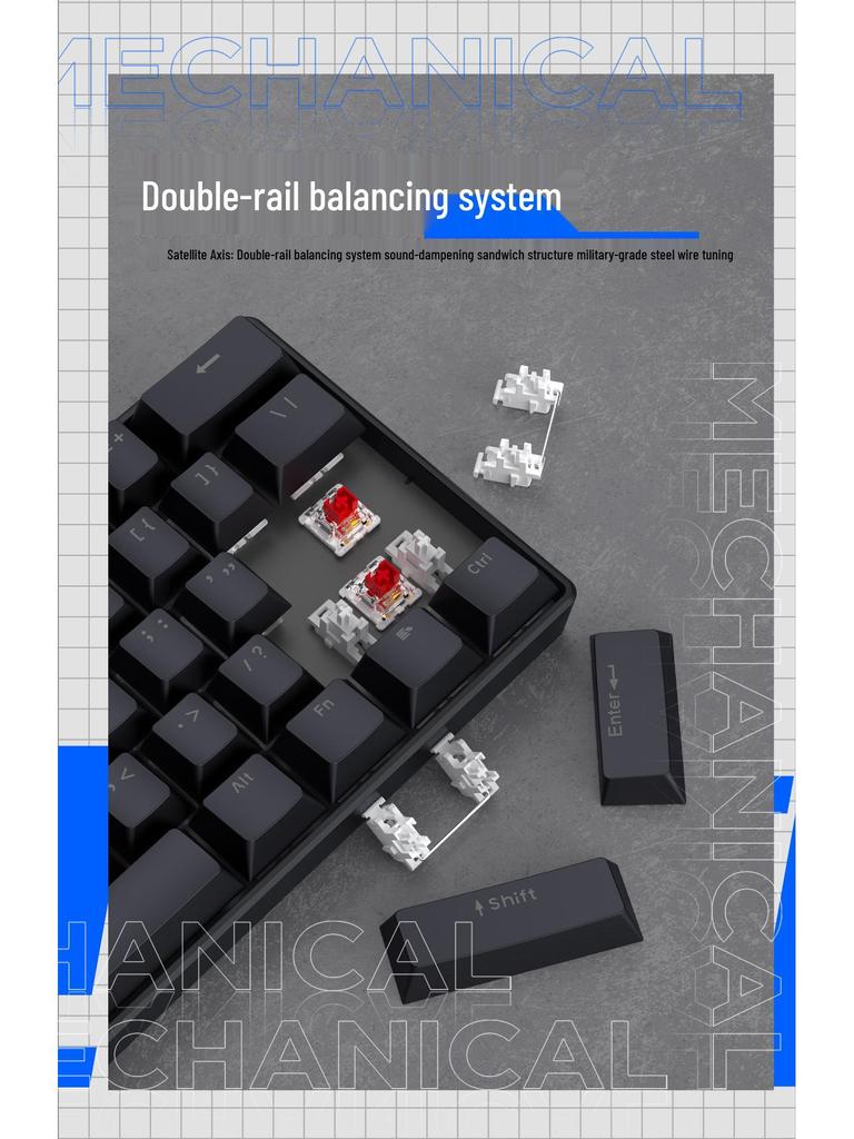 61-Key Wired Red Switch Mechanical Keyboard for Gaming and Office Use