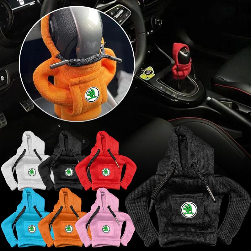 Fashion Car Gear Car Shift Lever Cover Car Gear Shift Knob Hoodie For Skoda Octavia MK2 MK3 2 3 A7 Fabia Karoq Kodiaq Superb Rapid Kamiq