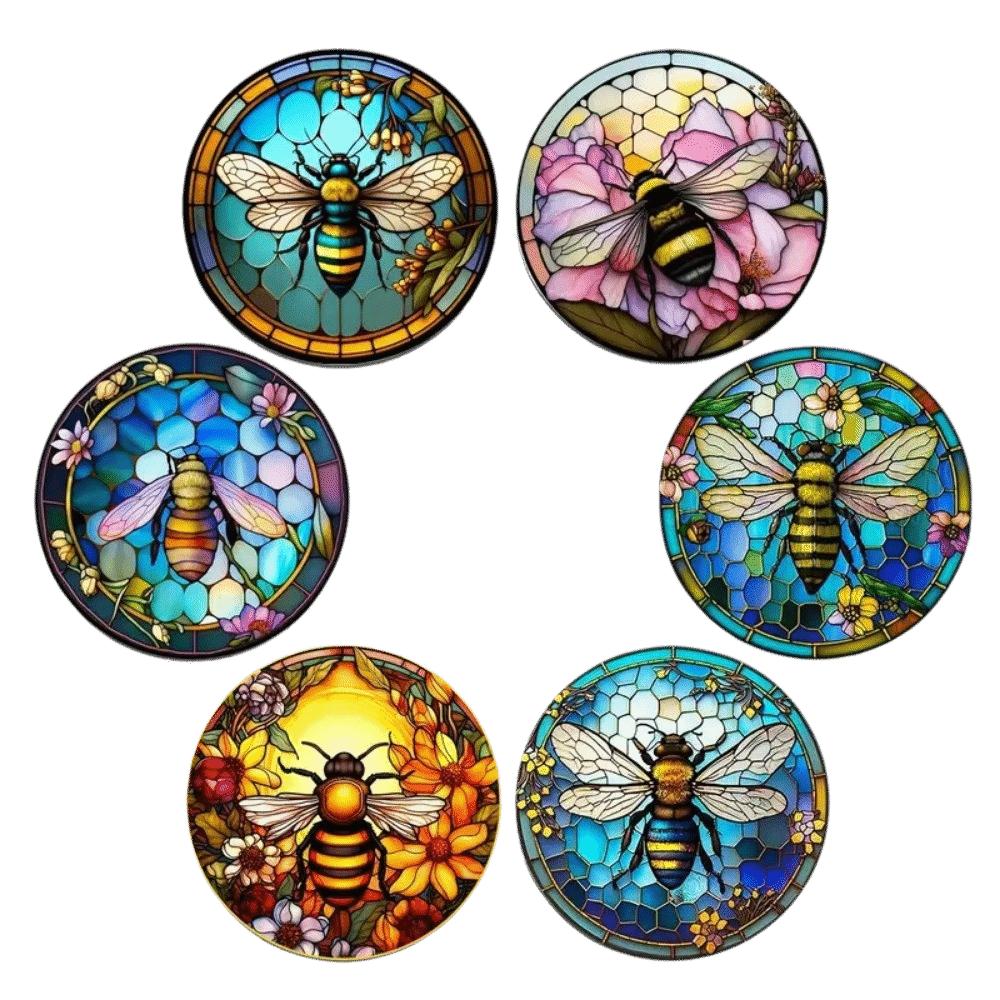6 Pcs Cat Wooden Coasters Devil's Eye Heat Resistant Coasters Puppy Design Mats Kitchen Set