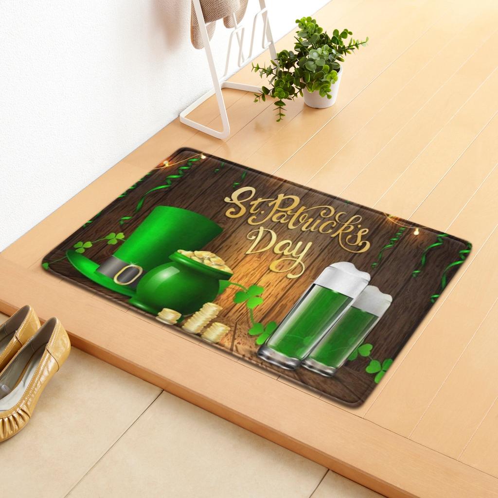 Irish Door Mat St. Patrick'S Day Absorbent Floor Mat Bedroom Shamrock Non-Slip Carpet