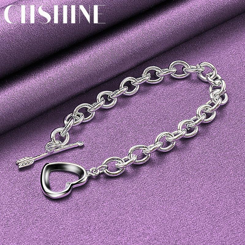 CHSHINE 925 Sterling Silver Charm Heart Bracelet For Women Wedding Party Fashion Fine Jewelry