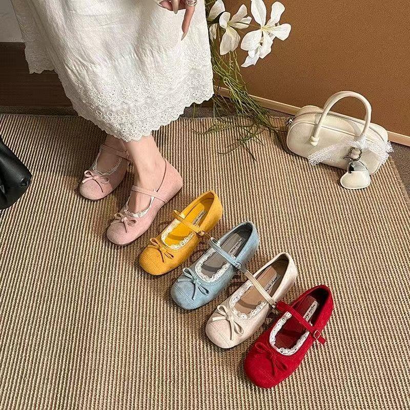 French Temperament One-word Belt Inner Height-increasing Single Shoes 2025 New Fairy Bow Shallow Mouth Mary Jane Shoes Women