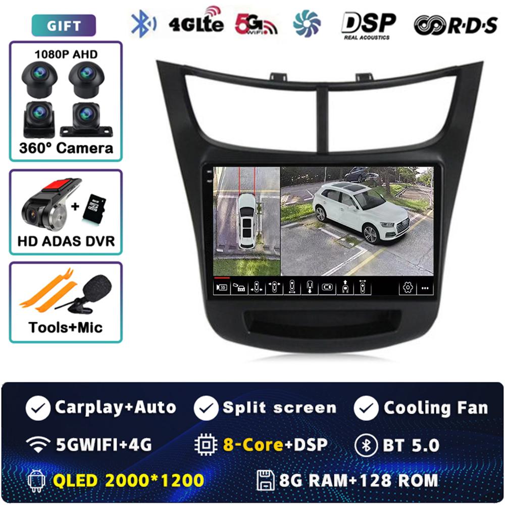 Android 14 Carplay Auto For Chevrolet Sail Aveo 2015-2019 Car Radio 4G WIFI Navigation Player Multimedia Srereo Video 360 Camera