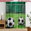 2D Flat Printing 2pcs Curtain Window Curtains Soccer Field with Balls Digital Printed Polyester Drapes Festive Holiday Perfect
