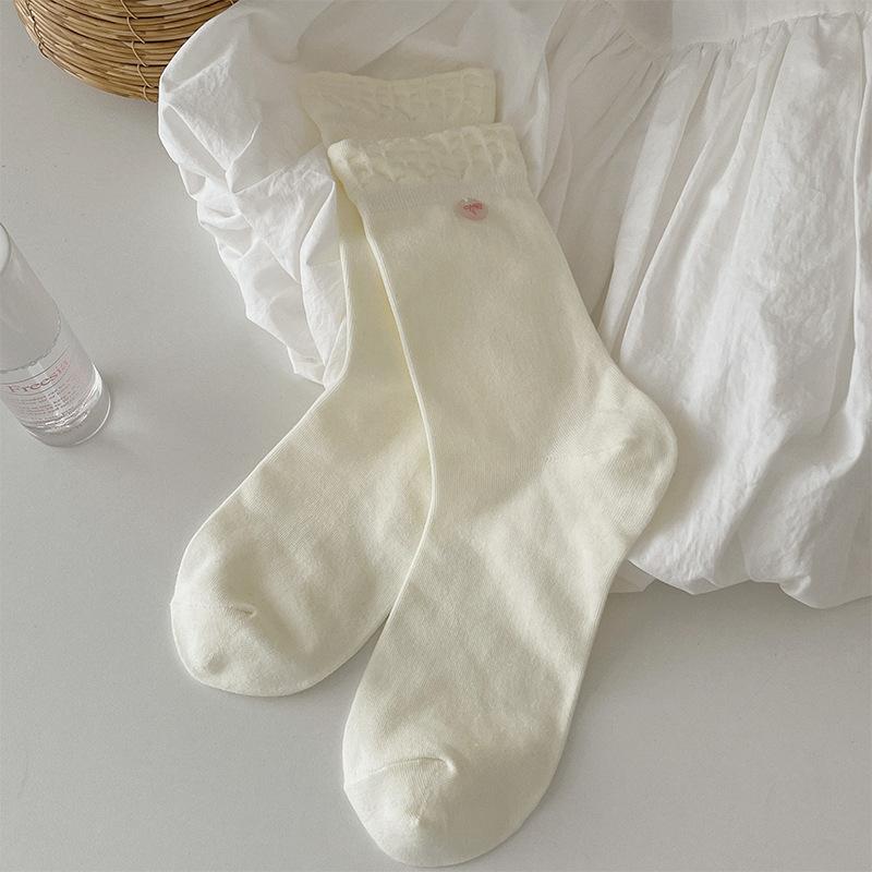 Women's Summer Thin Hair Ballet Style White Tube Cotton Socks