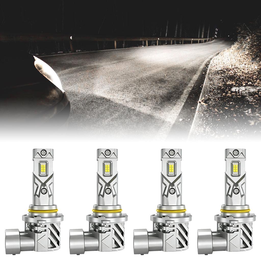 Pack Of 4 9006 LED Bulbs 6000K Bright Light Energy Efficient Quick Installation Aluminum Construction Headlight Bulbs