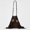 Fashion Long Tassel Bucket Bag Luxury Designer Handbag and Purses Chains Drawstring Shoulder Bag  Soft PU Leather Sling Bags