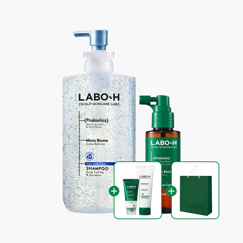 [Scalp Cooling No-Sebum Care Gift Set] Cooling & No-Sebum Shampoo 750ml + Ampoule Tonic 100ml + Free Gift