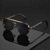 Classic and fashionable double-beam metal sunglasses, high-end, simple and versatile sunglasses