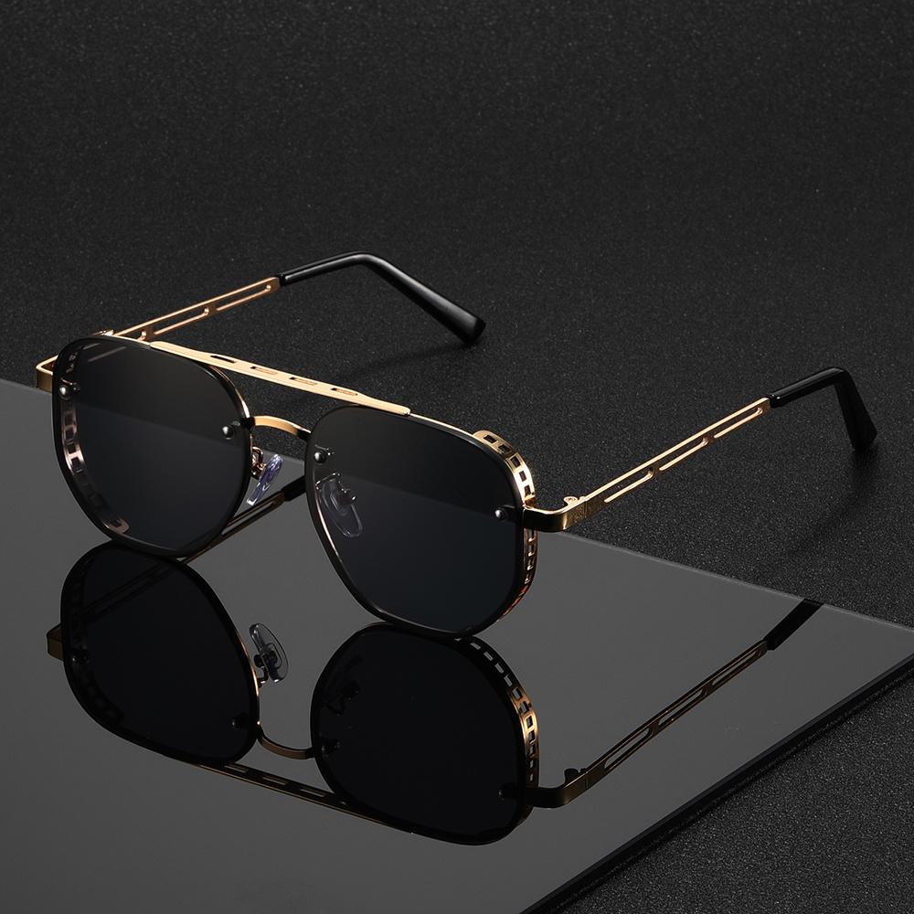 Classic and fashionable double-beam metal sunglasses, high-end, simple and versatile sunglasses