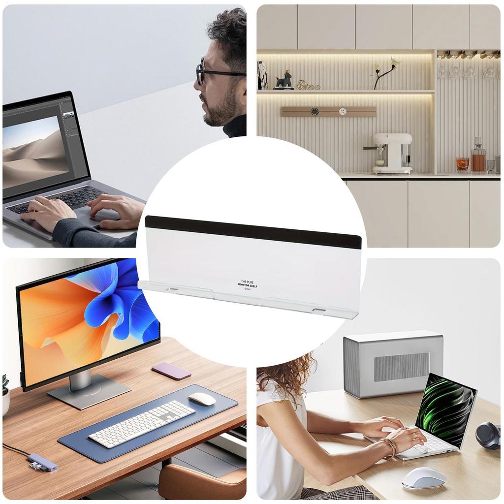 Acrylic Computer Monitor Memo Board Sticky Note Holder Mount Desktop Organizer for Screen, Office Home, Laptop Work Accessory