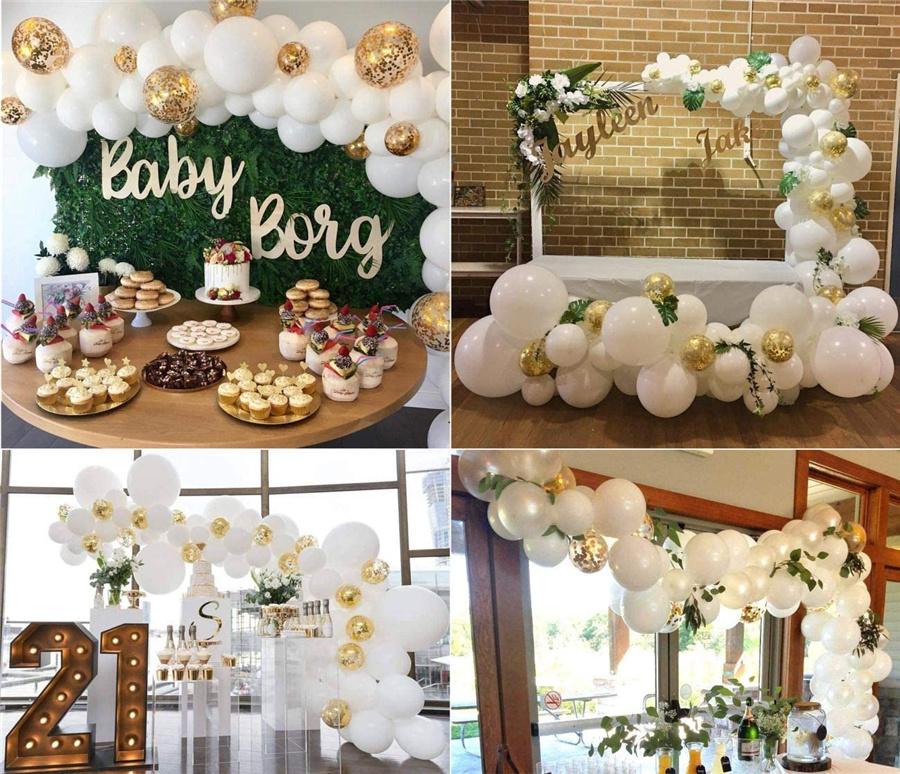 102x DIY Balloons Arch Kit White Gold Balloons Birthday Wedding Party Decoration
