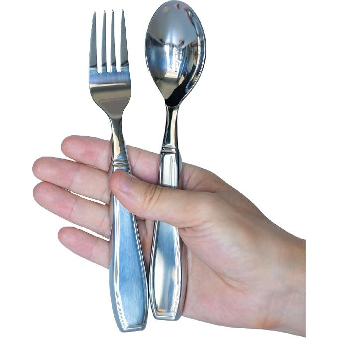 Weighted Utensils for Hand Tremors, Adaptive flatware Stainless Steel Spoon and Fork Set for Elderly, Arthritis, Parkinson’s, Pack of 2