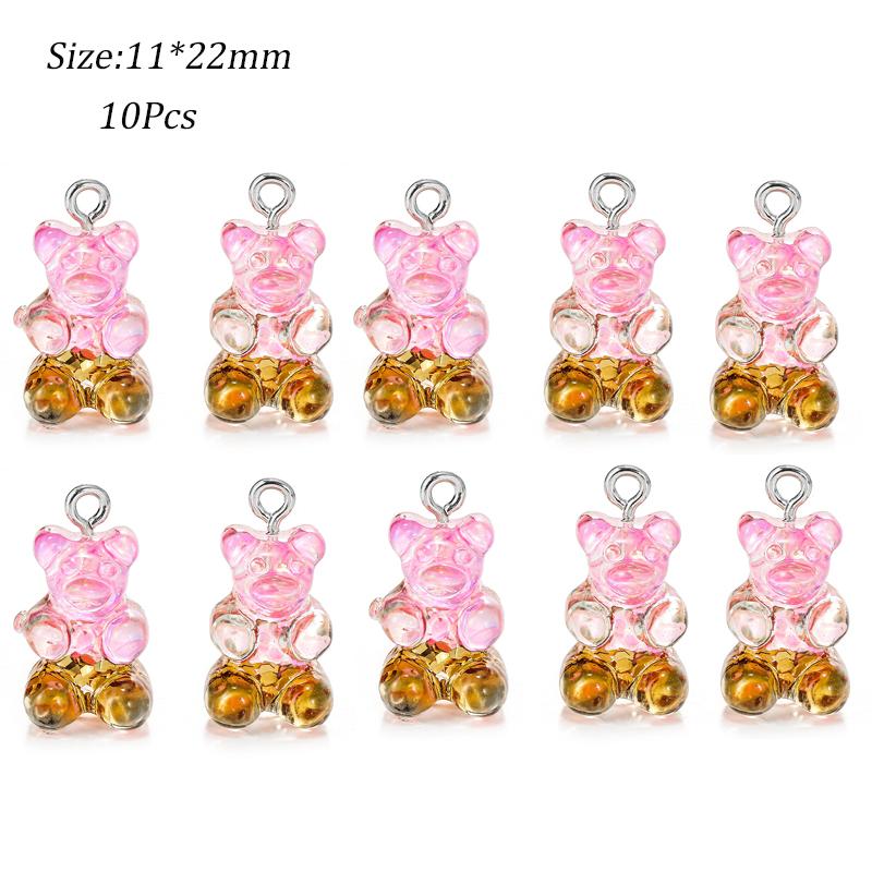 10/50 Stück Bunte Gummibärchen Anhänger Charms für Halskette Armband DIY Ohrringe Schmuck Bären Valentinstagsgeschenk 2,1*1,1cm