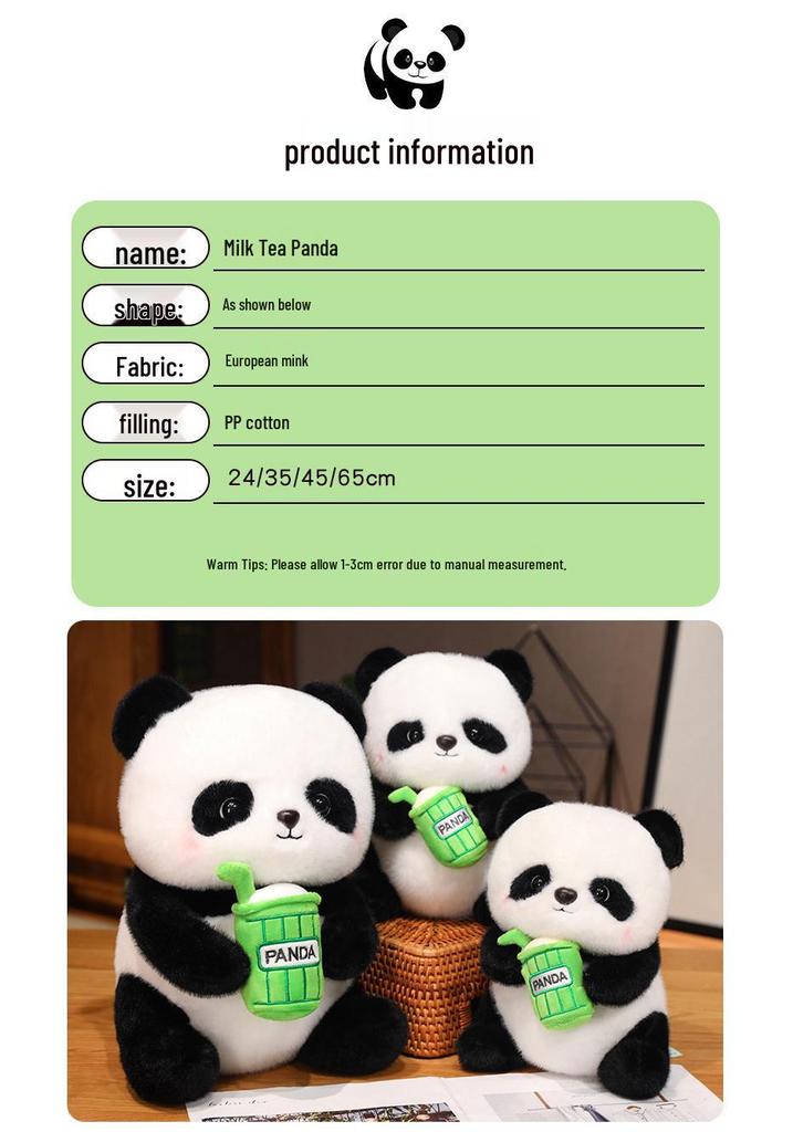 Cute Panda Milk Tea Plush Toy – Hugging Pillow & Souvenir