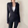 Womens Stretchy Hooded Fitness Jacket Long Sleeve Slim Fit Workout Top Yoga Running Gym Fall