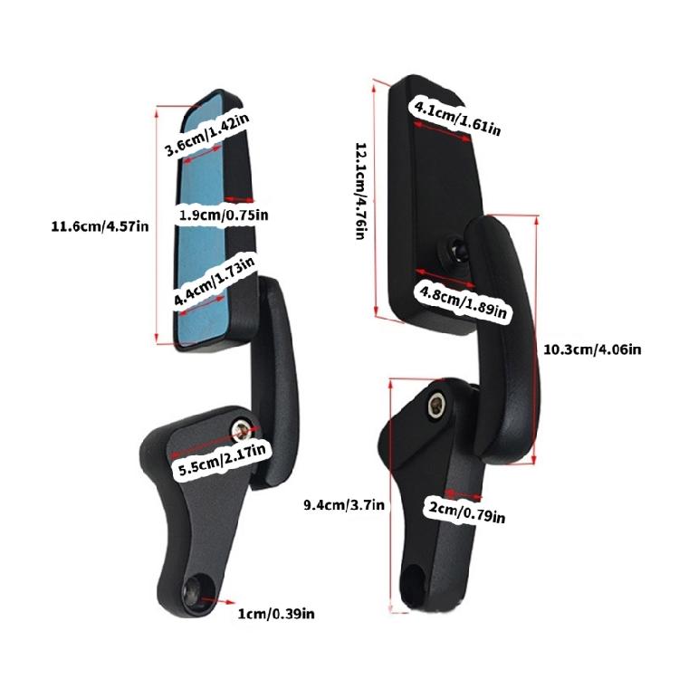 Motorcycle Scooter Rectangle Rearview Mirror Angle Adjustable Handlebar Mount Mirrors Blue Glass Rear View Mirror