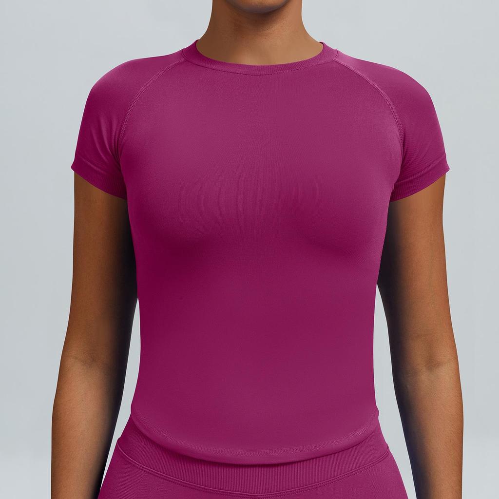 Quick-Dry Slim Fit Yoga T-Shirt - Stretch, Moisture & Sweat-Wicking Fitness Short Sleeve Top