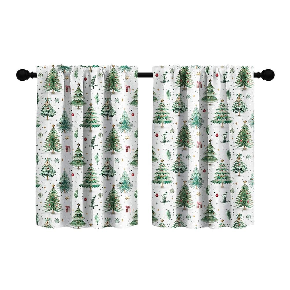 

Прозрачный дизайн с печатью, затемняющая перегородка, рождественская короткая занавеска W:40*L:60