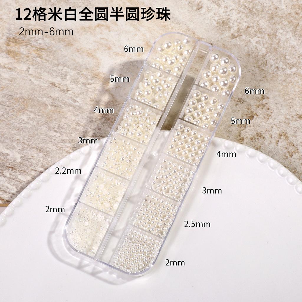 Ins Japanese Flat-Bottom Manicure, Pure White Beige Pearl, Semi-Round, Full-Round Highlight, No Peeling, No Fading, Nail Accessories