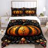 3pc Gothic Pumpkin Cover Set - 1 Quilt Cover + 2 Pillowcases, All Seasons Bedroom Setting, Perfect for Home042