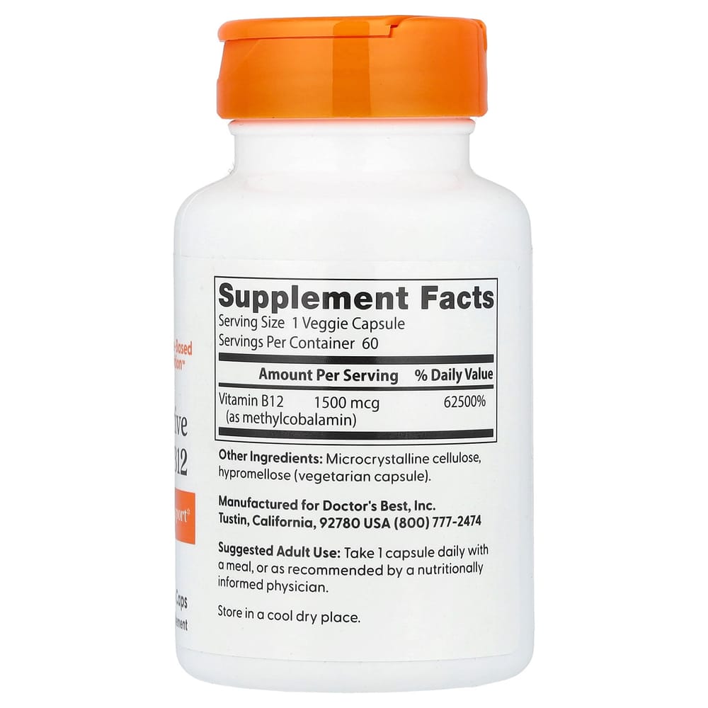 Doctor's Best Vollaktives B12 1500mcg Gemüsekapseln, 60 Stück