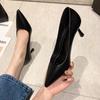 Soft Leather Shoes Women's Black Professional Non-grinding Feet Thin Heels Pointed Single Shoes CMCM