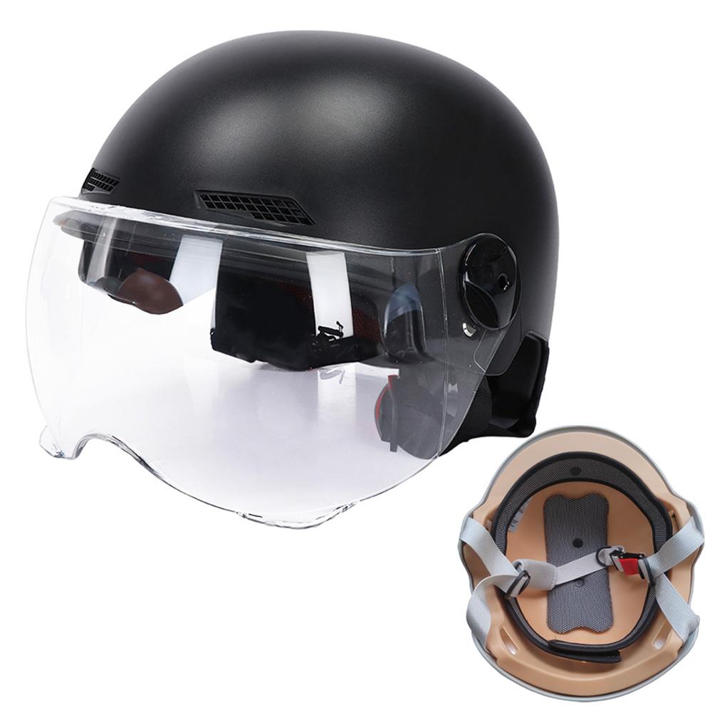 Men Motorcycle Helmet,Woman Electric Motor Car Scooter Bike Open Face Half Helmet,Anti-UV Safety Hat Bicycle Cap with Goggles