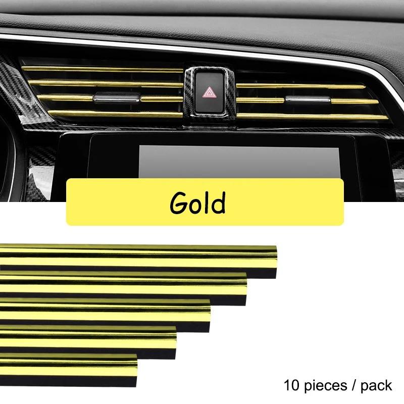 10 Pieces Car-styling Chrome Styling Moulding Car Air Vent Trim Strip Air Conditioner Outlet Grille Decoration U Shape