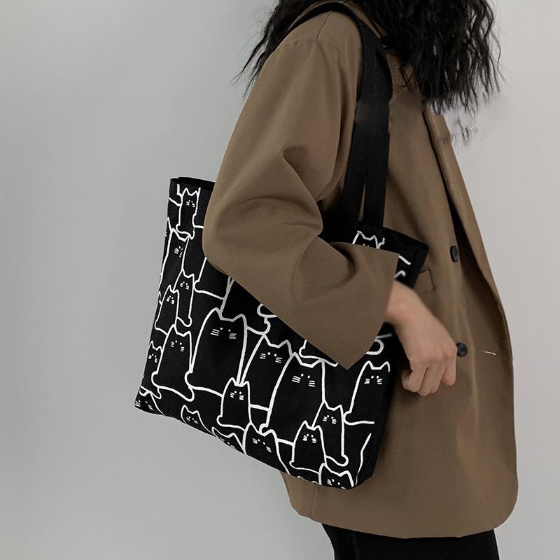 

Женская холщовая сумка большой вместимости для студентов, простая милая литературная сумка через плечо, ручная холщовая сумка