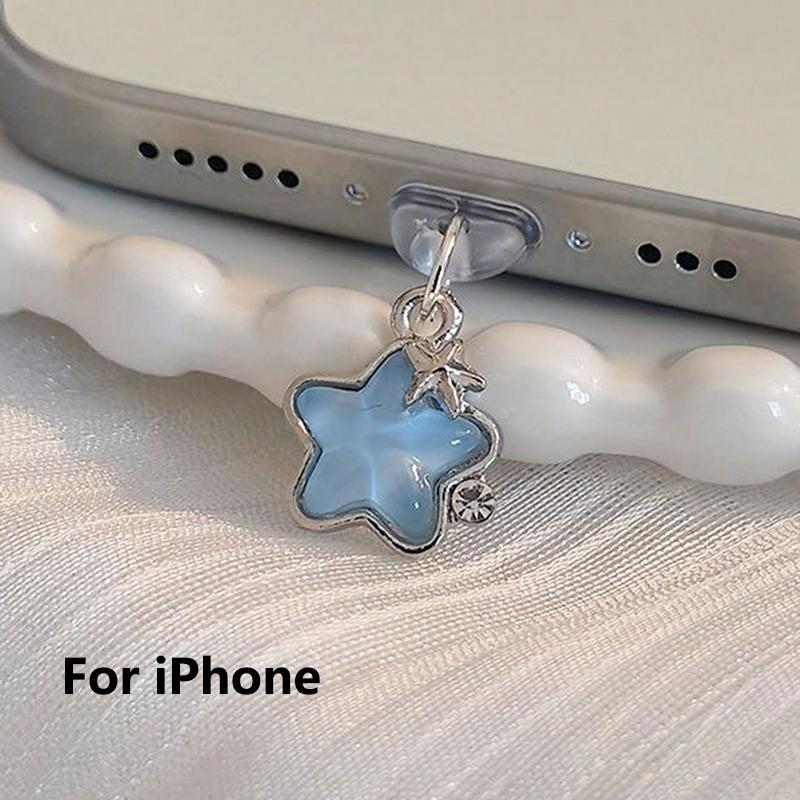 Fashion Stars Mobile Phone Dust Plug Accessories Decoration Hanging Pendant For iPhone X Samsung Type-C Micro-USB Charging Port