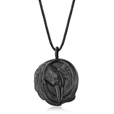 Crow Obsidian Power Stone Pendant Necklace Unisex
