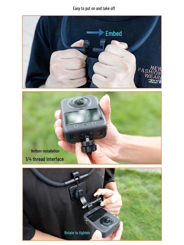DJI Osmo 360° Panoramakamera Nackengurt-Halterung mit magnetischer Schnellverschlussfunktion für Ego-Perspektive