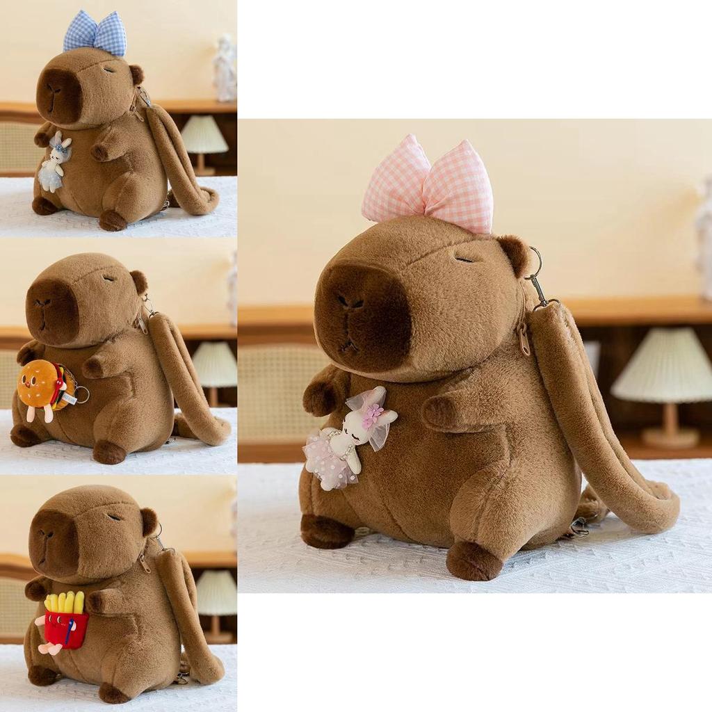 Adorable Capybara Plush Backpack Large Capacity Cartoon Doll Bag For Girls