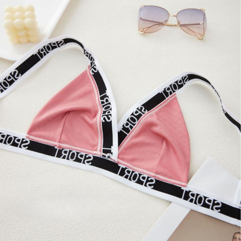 European Style Spring and Summer Threaded Letter Underwear Wrapped Chest Triangle Cup Tube Top Vest Sports Bra