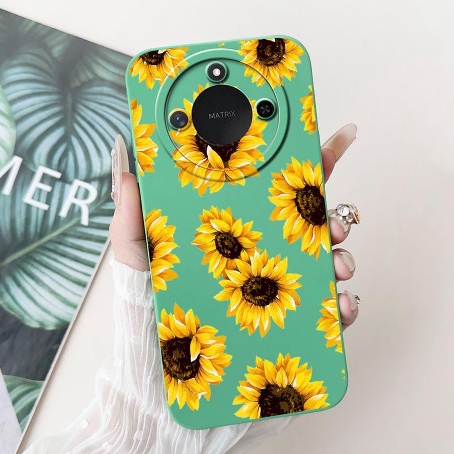 Phone Case For Honor X9c Smart 5G Pretty Girl Flower Printed Soft Silicone Back Cover For Honor X9C X9cSmart Cases Bumpers