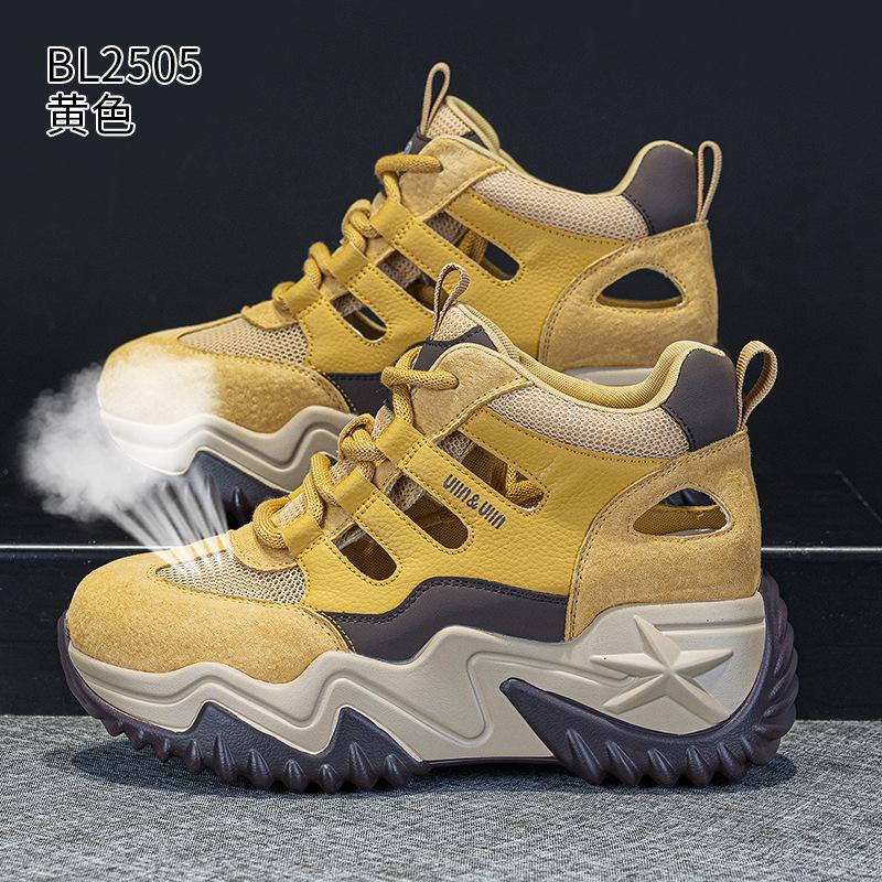 

Thick-soled high-top dad shoes New summer hollow mesh breathable casual small casual sandals 34 жёлтый