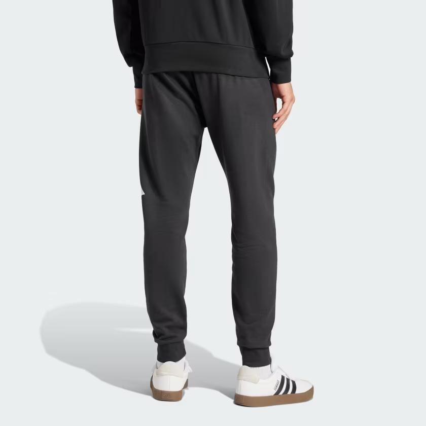Adidas Essentials SS25 Sportswear Big Logo French Terry Comfortable Knitted Sweatpants Men Bottoms Black White IN6163