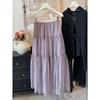 Super light pearlescent soft gauze skirt~ A-word splicing fluffy cake skirt French gentle temperament versatile medium and long skirt