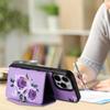 Flower Crossbody Card Holder Case with Lanyard for iPhone 13, 14, 16, 17 Pro