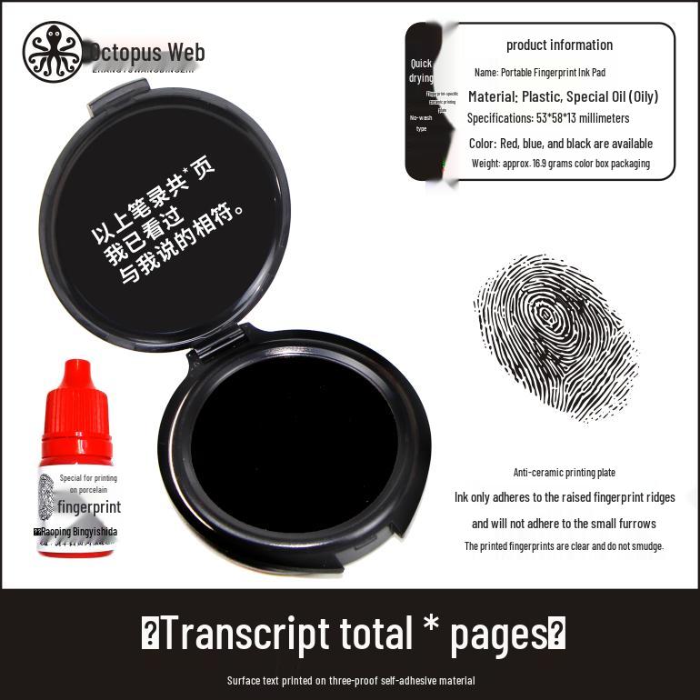 Quick-Drying Multi-Color Fingerprint Pad: Red, Blue & Black