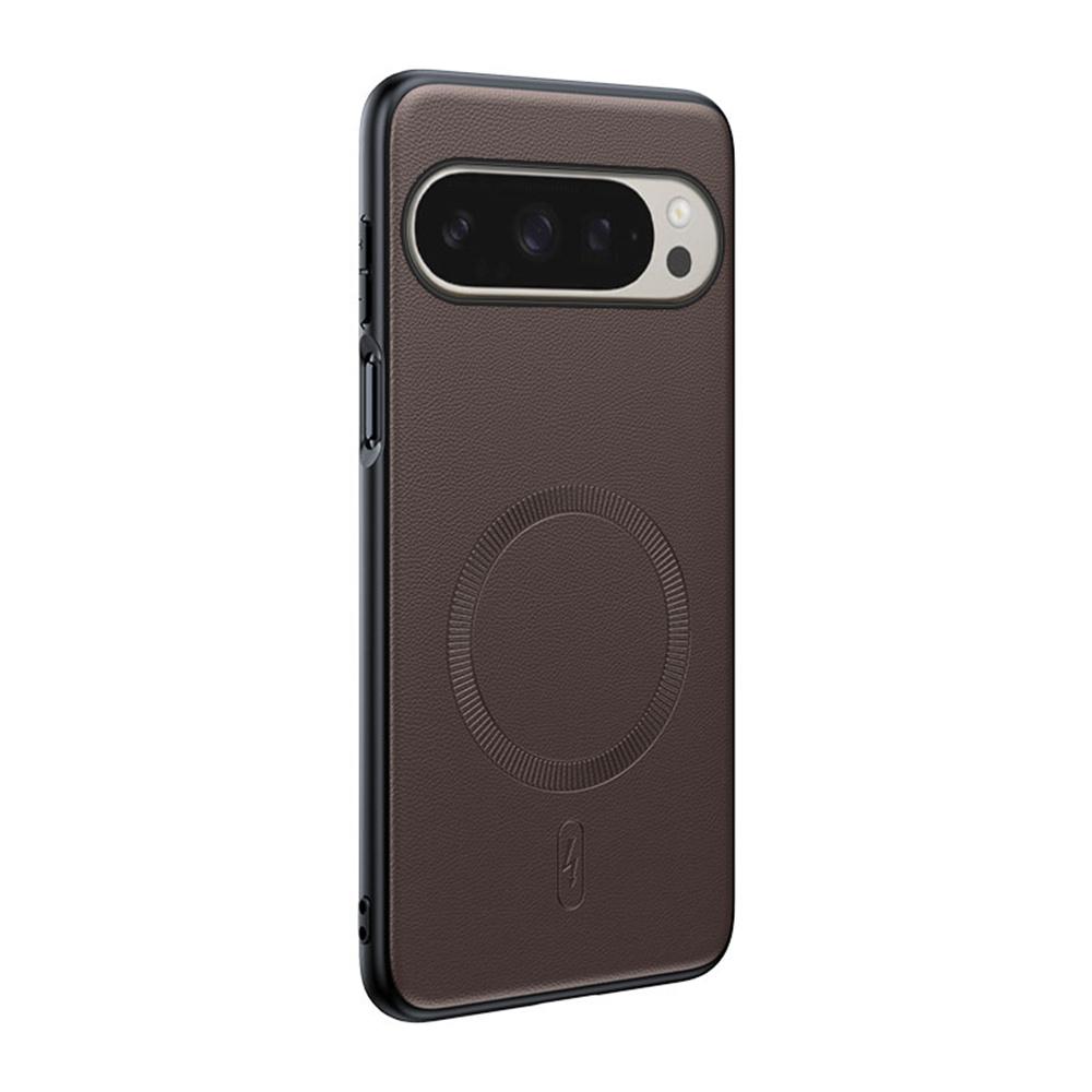 

For Google Pixel 10 Pro XL Magnetic Case Leather Coated TPU + PC Phone Cover