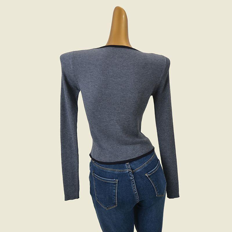 Korean-Style Wool Crew Neck Single-Breasted Base Shirt