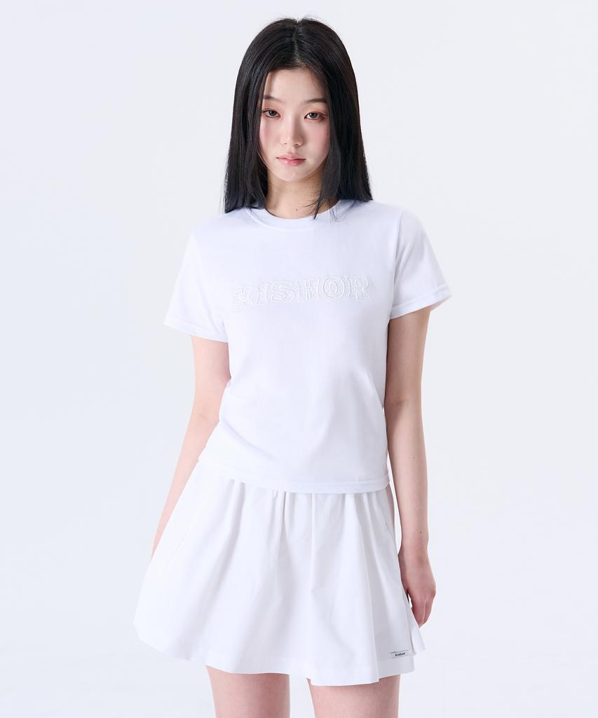 Kisyoleu Shirred Mini Skirt_White